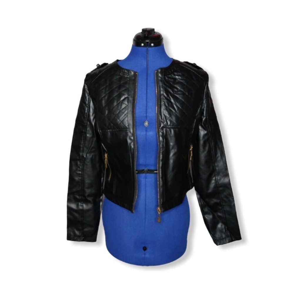 Black Faux Leather Moto Jacket